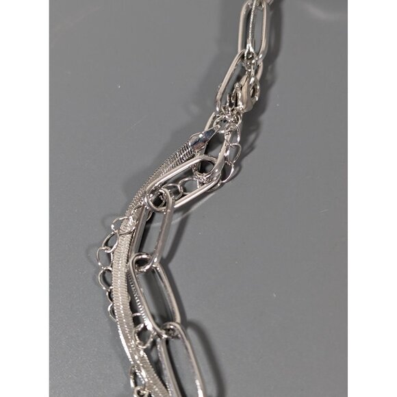CATO Set of 2 Silver Tone Chain Necklaces Paperclip Chain Herringbone‎ 20" NEW - Picture 5 of 7
